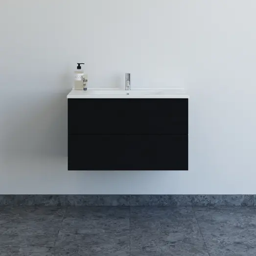 Scanbad Aria badmøbel m/vask, 2 skuffer, sort eg