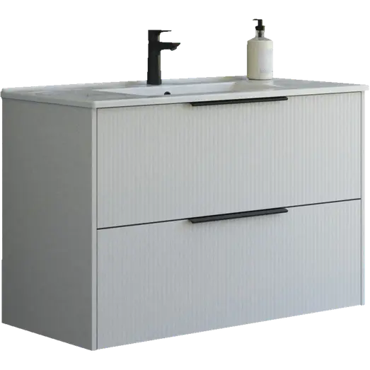 Scanbad NOW vaskeskab m/to skuffer 65,8x45,5 mat sand stribet front