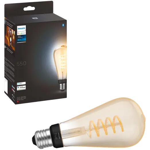 Philips Hue LED edison pære E27 7W ST72 filament hvid ambiente