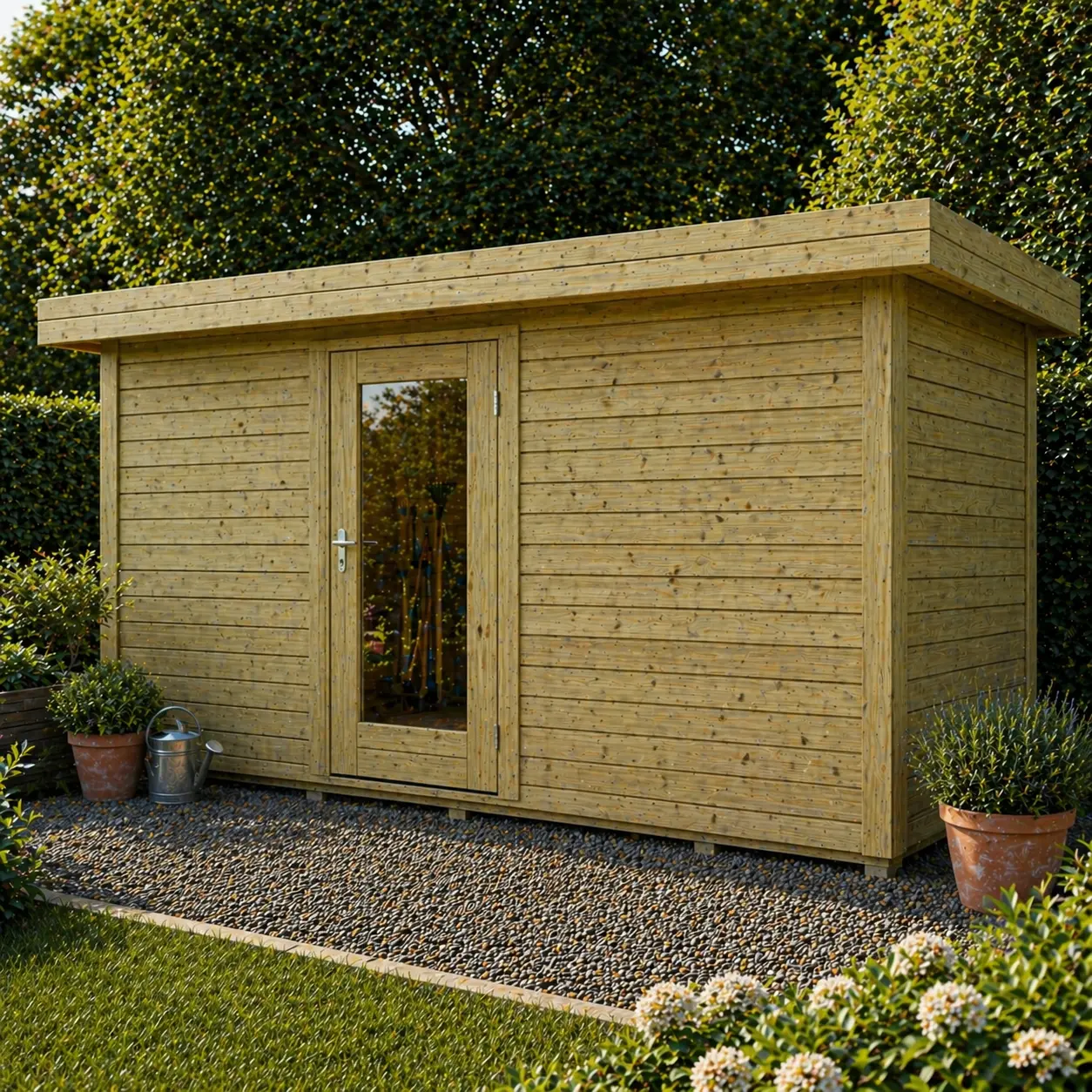 skur i trykimprægneret træ