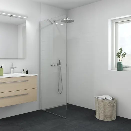 Scanbad brusevæg D 79x197,8cm børstet satin/klart glas