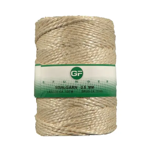 GF sisalgarn 100 m x 2,5 mm brudstyrke 70 kg