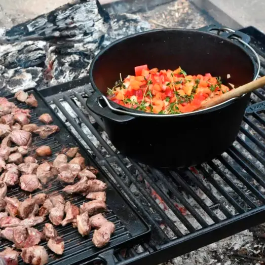 Bon-fire støbejernssæt i trækasse