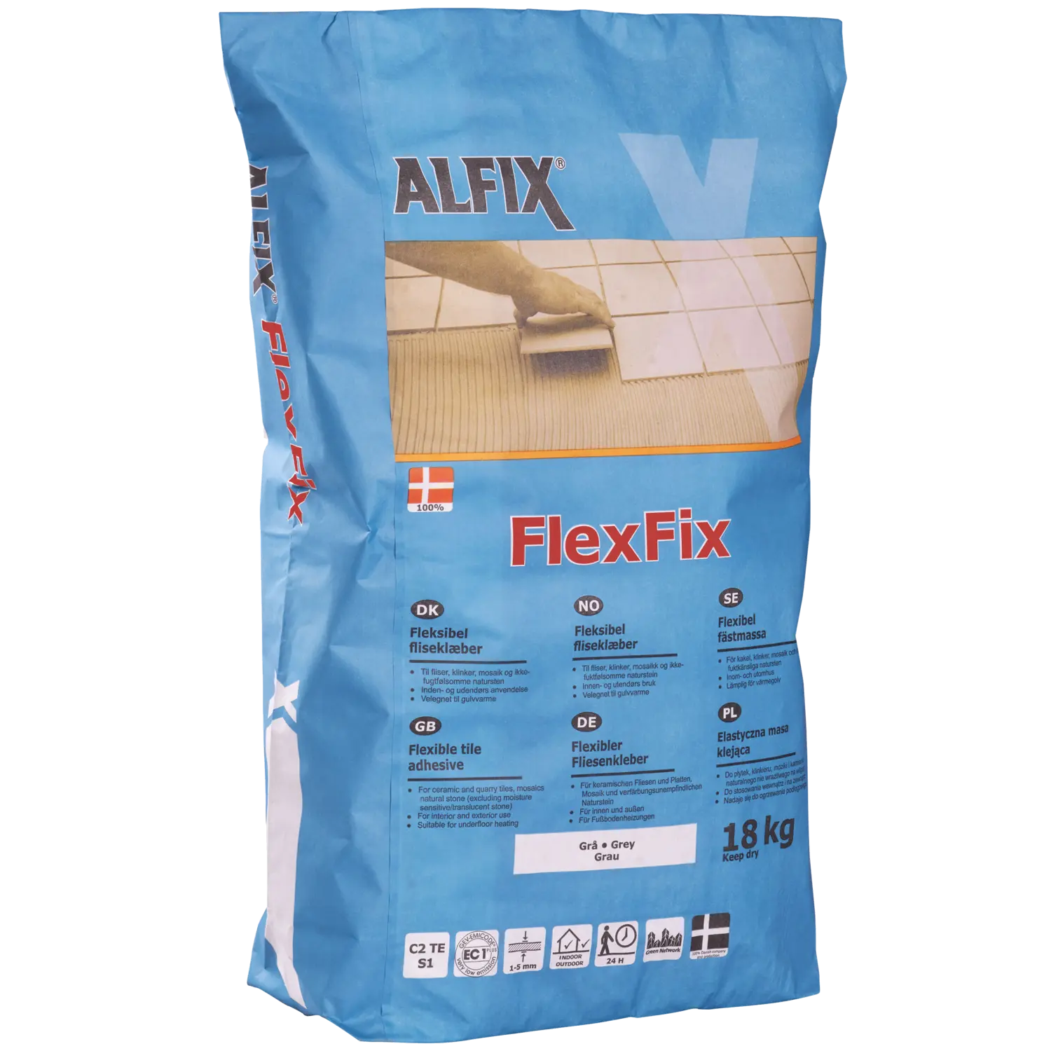 Alfix FlexFix fliseklæber 18 kg grå