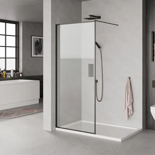 Milobad brusevæg 70x200 cm med sort ramme