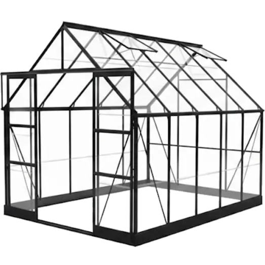Halls ICON 8 8,1 m² sort m/3 mm delt glas og fundament