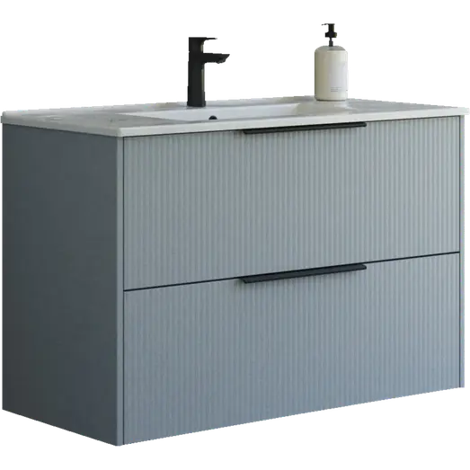 Scanbad NOW vaskeskab m/to skuffer 65,8x45,5 mat lyseblå stribet front