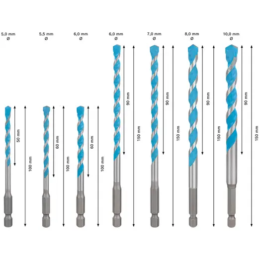 Bosch multiconstruction borsæt Hex 5-10 mm 7 dele