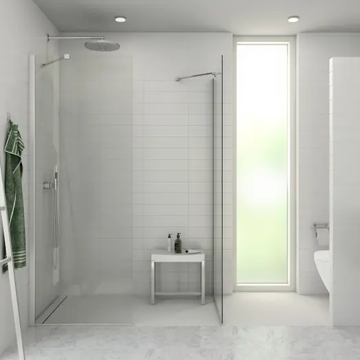 Scanbad brusevæg D 69x197,8cm børstet satin/klart glas