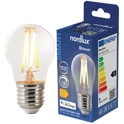 Nordlux smart pære LED E27 filament G45 4,7W klar