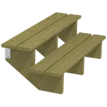 Plus Terrassetrappe 2 trin 37x51 cm 34,2° 120 cm