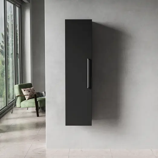 Milano højskab sort 1 låge 3 hylder 120x30x28 cm    