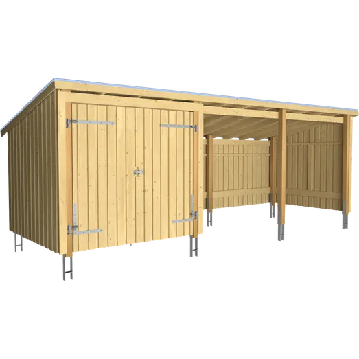 Plus Nordic Multi Havehus 14 m² - 3 moduler m/dobbeltdør og åben front - 168590-1