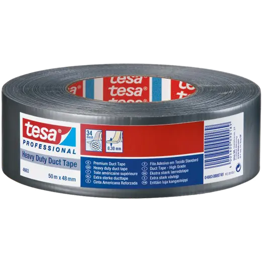 Tesa lærredstape sølv 50m x 48mm