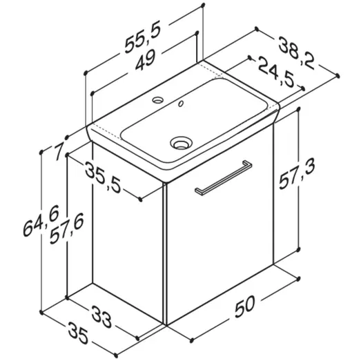 Scanbad Multo+ vaskeskab m/Lotto vask 55 cm mat hvid