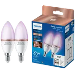 Philips Smart LED farve kertepære E14 4,9W C37 2-pak