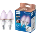 Philips Smart LED farve kertepære E14 4,9W C37 2-pak