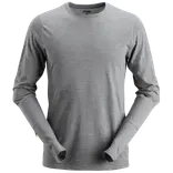 Snickers Allroundwork t-shirt langærmet uld gråmeleret