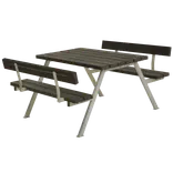 PLUS Alpha bord/bænkesæt m/2 ryglæn 118 cm RePlast Sort
