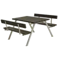 PLUS Alpha bord/bænkesæt m/2 ryglæn 118 cm RePlast Sort