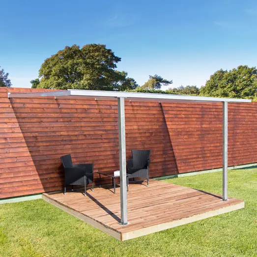 Terrasseoverdækning galv. stål 3,075x5,2 m inkl. tagplader