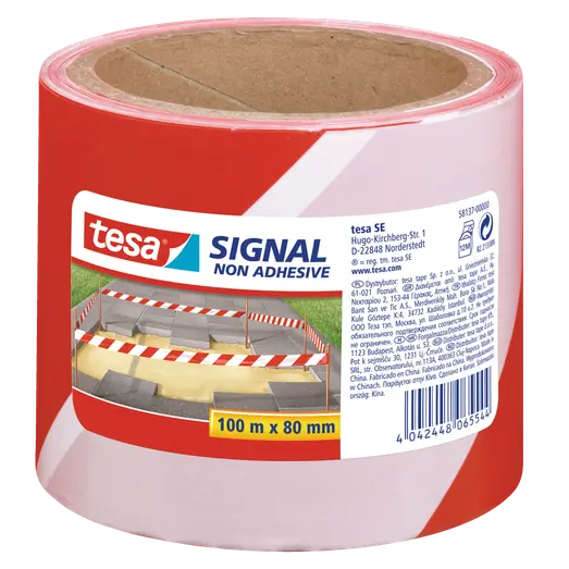 Tesa® Signal Afspærringstape 80 mm x 100 m rød-hvid