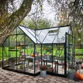 Halls ICON Gardenhouse 8 9,7m² sort m/3 mm hærdet glas og fundament
