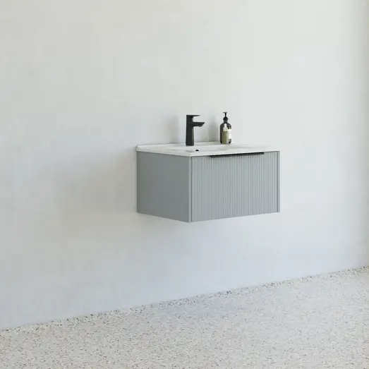 Scanbad NOW vaskeskab m/én skuffe 33,8x45,5 mat lyseblå stribet front