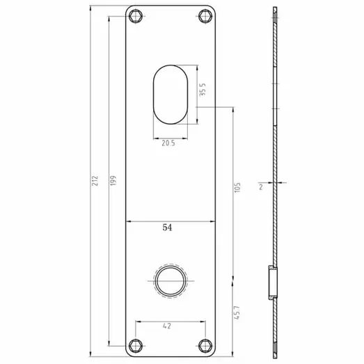 Jasa langskilt sæt oval cylinder 233x53x5 mm børstet rustfrit stål