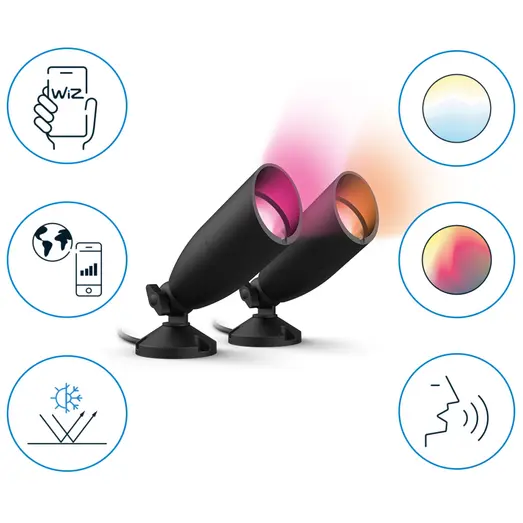 Philips WiZ udendørs bedlamper spot startsæt 10W sort