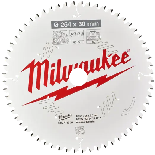 Milwaukee CSB MS W rundsavsklinge Ø254x30x3,0 mm 60 tænder til træ