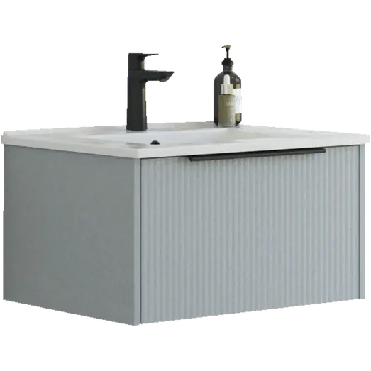 Scanbad NOW vaskeskab m/én skuffe 33,8x45,5 mat lyseblå stribet front