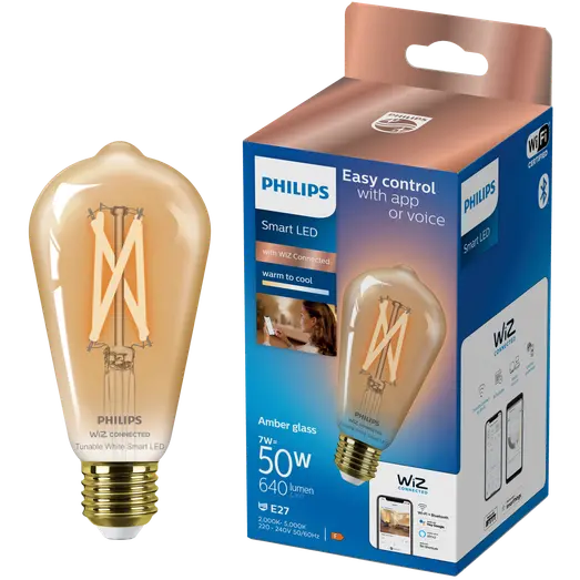 Philips Smart WiZ white LED pære E27 6,7W edison guld