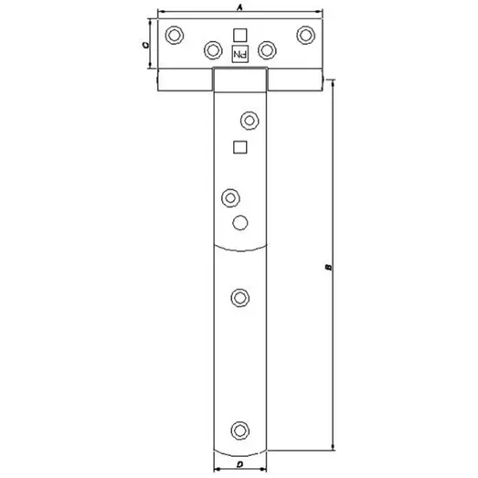 PN T-bladhængsel 230 mm varmforzinket sort