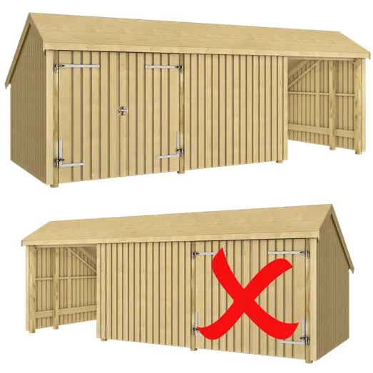 Plus Multi havehus 15,5 m² 3 moduler med dobbeltdør og lukket/åben front