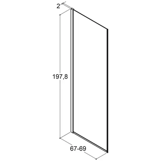 Scanbad brusevæg D 69x197,8cm mat sort/klart glas