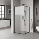 Milobad brusedør 90x200 cm med sort ramme Sort