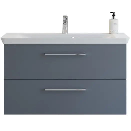 Scanbad vaskeskab m/marbelle vask 100cm mat grå