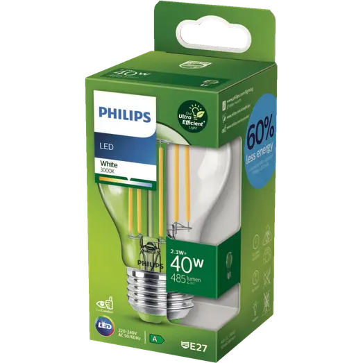 Philips UE LED pære 60W E27 klar