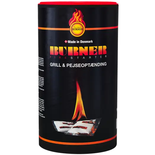 Burner Bio optændingsposer – tønde med 100 stk. til pejs, ovn og grill