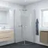 Scanbad brusedør E - halvrund klart glas, model 100