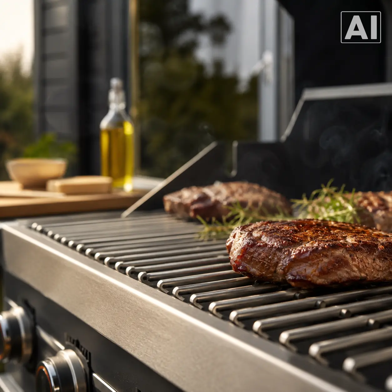 gasgrill med grillrist i rustfrit stål