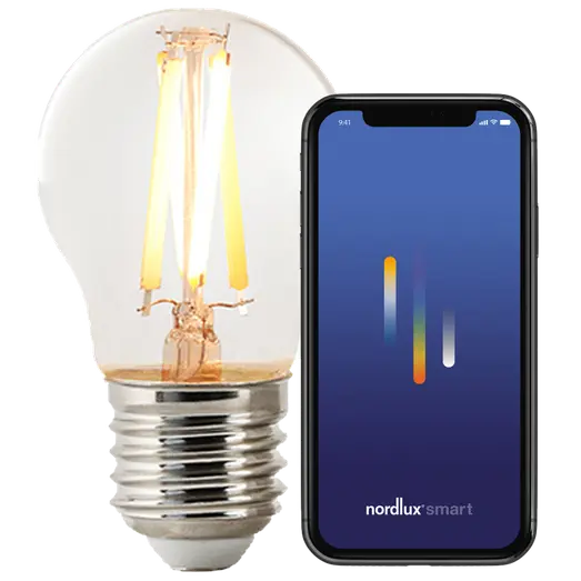 Nordlux smart pære LED E27 filament G45 4,7W klar
