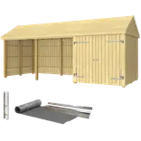Plus Classic Multi Havehus 14,5 m² 3 moduler m/dobbeltdør og åben front inkl. tagpap/alulister/H-stolpefødder