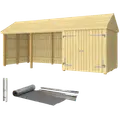 Plus Classic Multi Havehus 14,5 m² 3 moduler m/dobbeltdør og åben front inkl. tagpap/alulister/H-stolpefødder