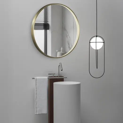 Milobad CL066 LED spejl Ø80 med messing ramme