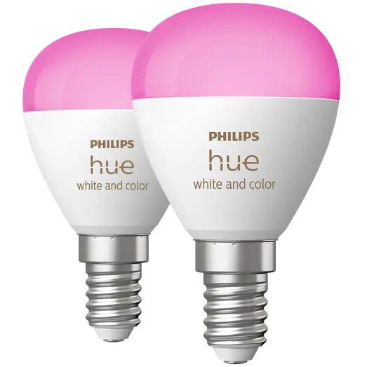 Philips Hue krone pære E14 4,3W hvid/farve ambiente 2 pak