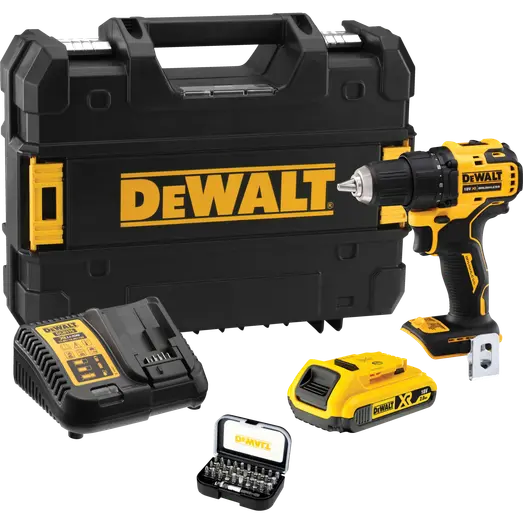 DeWALT DCD708D1T 18V XR boremaskine 1x2.0 Ah batteri og lader inkl. bitssæt