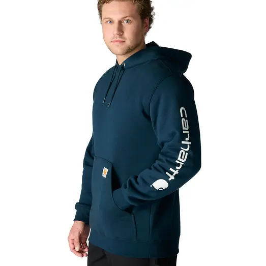 Carhartt sleeve logo sweatshirt med hætte new navy