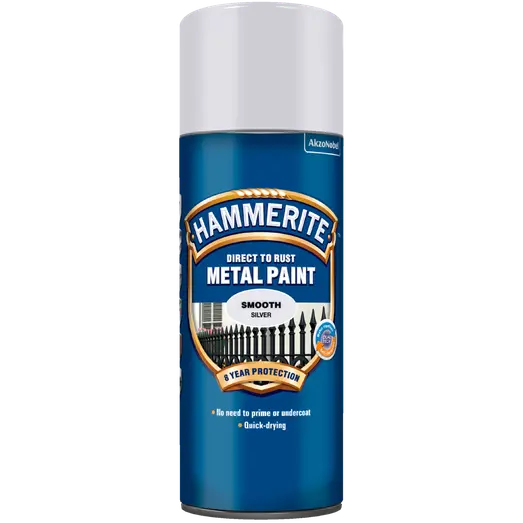 Hammerite glat-effekt metalmaling spray sølv